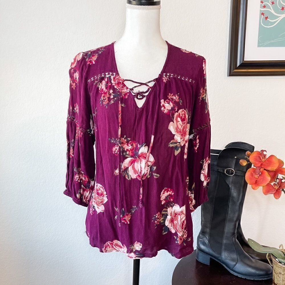 🍋 Gibson Latimer • Long Sleeve Flowered Boho Top